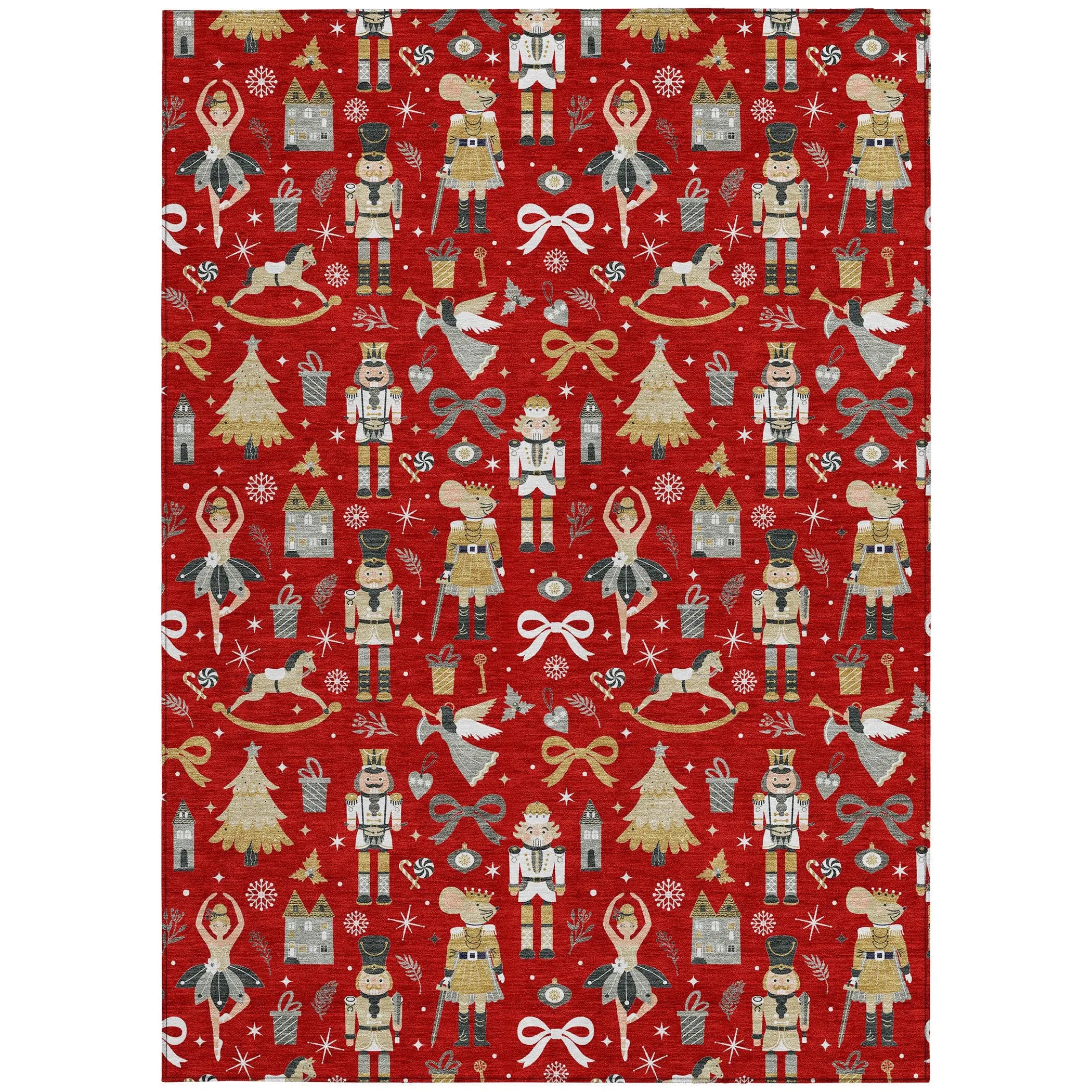 10' X 14' Red Gold Black And Gray Village House Washable Indoor Outdoor Area Rug Homeroots Outdoor