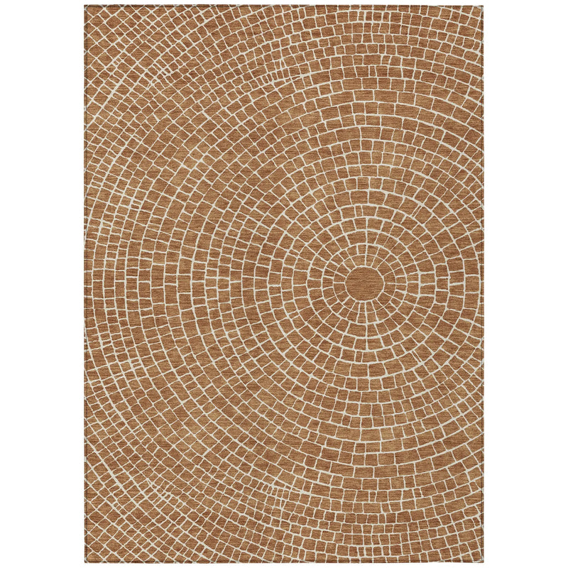 10' X 14' Rust And Ivory Geometric Washable Indoor Outdoor Area Rug Homeroots Outdoor
