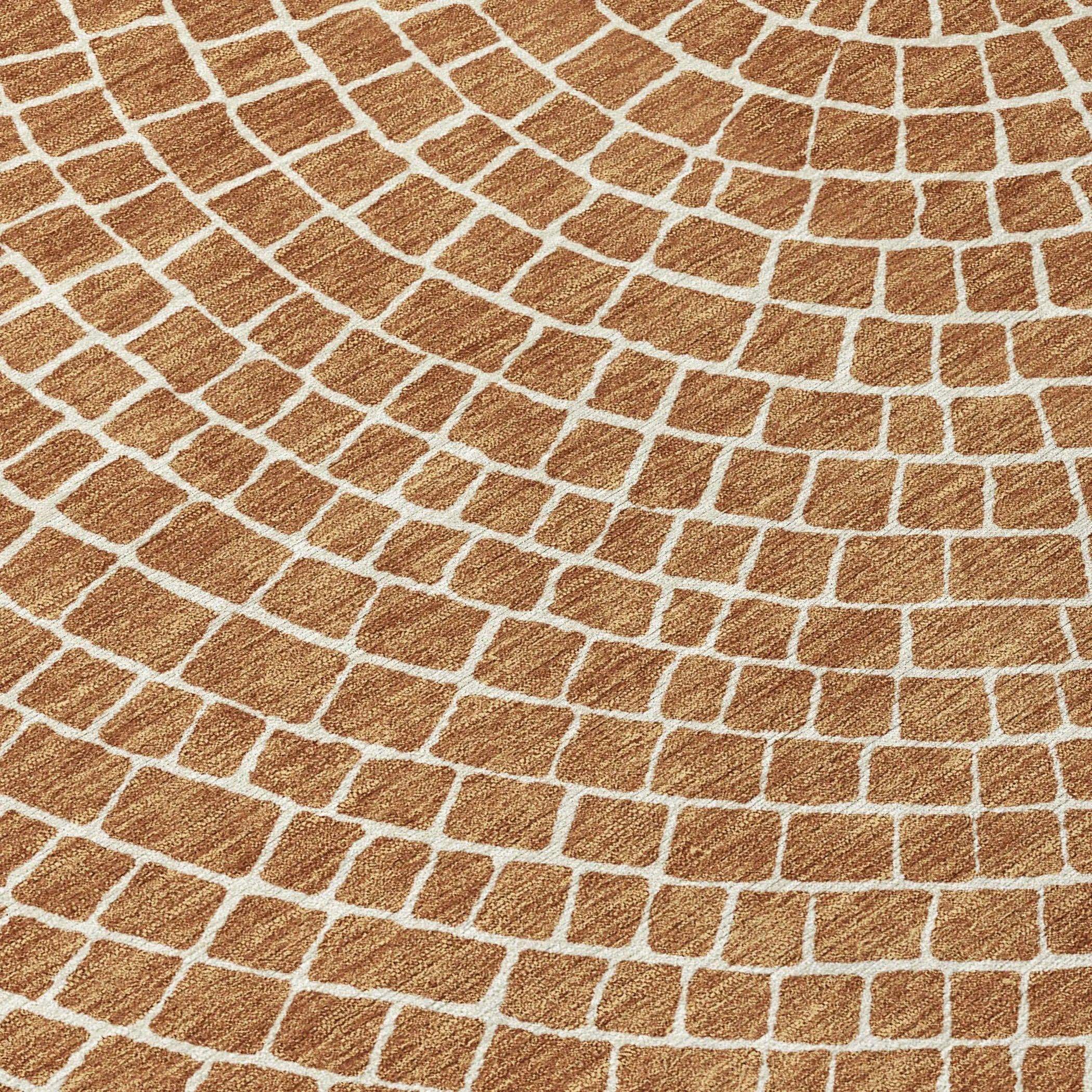10' X 14' Rust And Ivory Geometric Washable Indoor Outdoor Area Rug Homeroots Outdoor