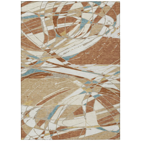 10' X 14' Rust And Orange Abstract Washable Indoor Outdoor Area Rug Homeroots Outdoor