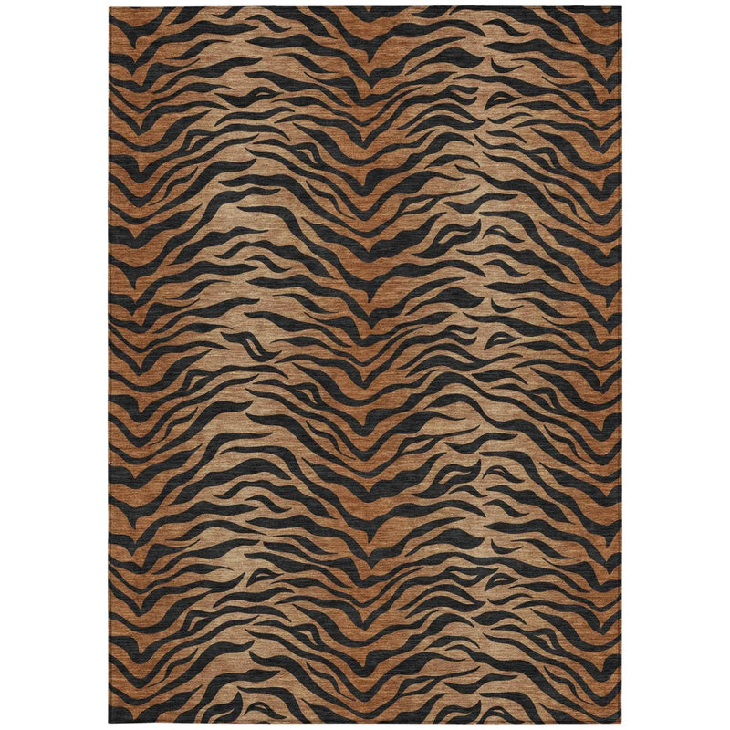 10' X 14' Rust And Orange Animal Print Washable Indoor Outdoor Area Rug Homeroots Outdoor