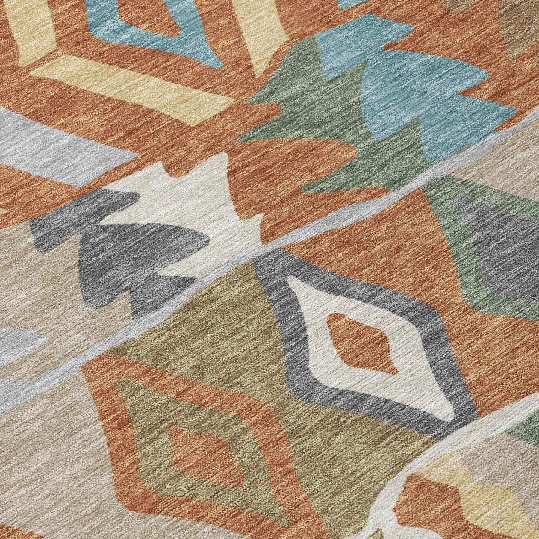 10' X 14' Rust And Orange Geometric Washable Indoor Outdoor Area Rug Homeroots Outdoor