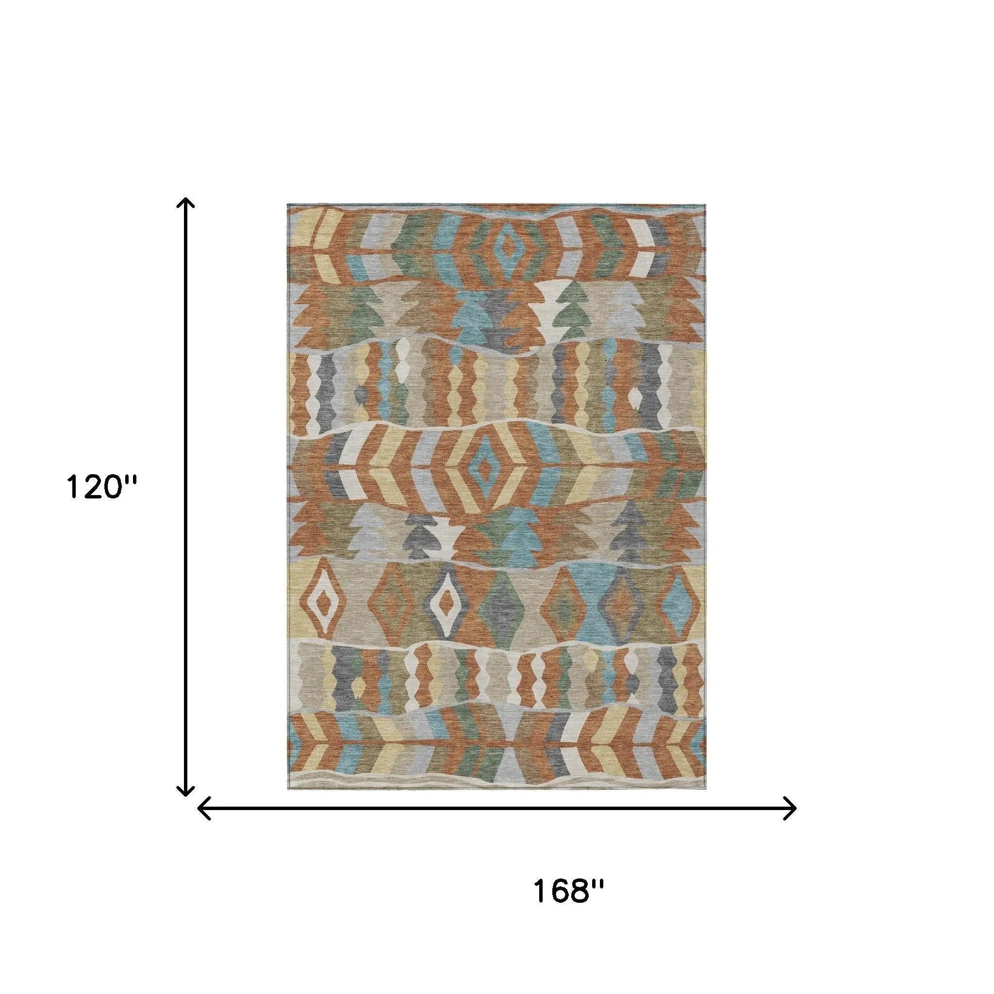 10' X 14' Rust And Orange Geometric Washable Indoor Outdoor Area Rug Homeroots Outdoor