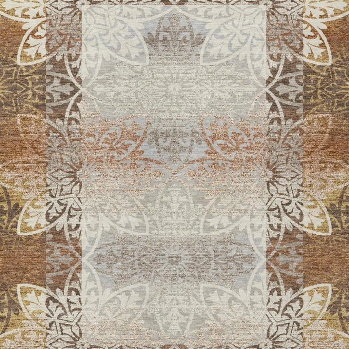 10' X 14' Rust And Orange Oriental Washable Indoor Outdoor Area Rug Homeroots Outdoor
