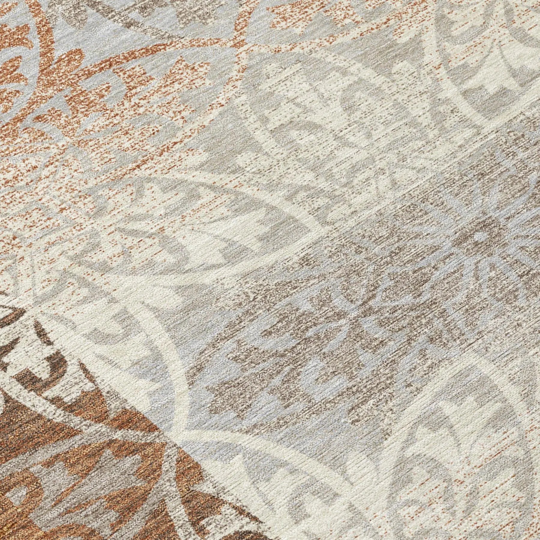 10' X 14' Rust And Orange Oriental Washable Indoor Outdoor Area Rug Homeroots Outdoor