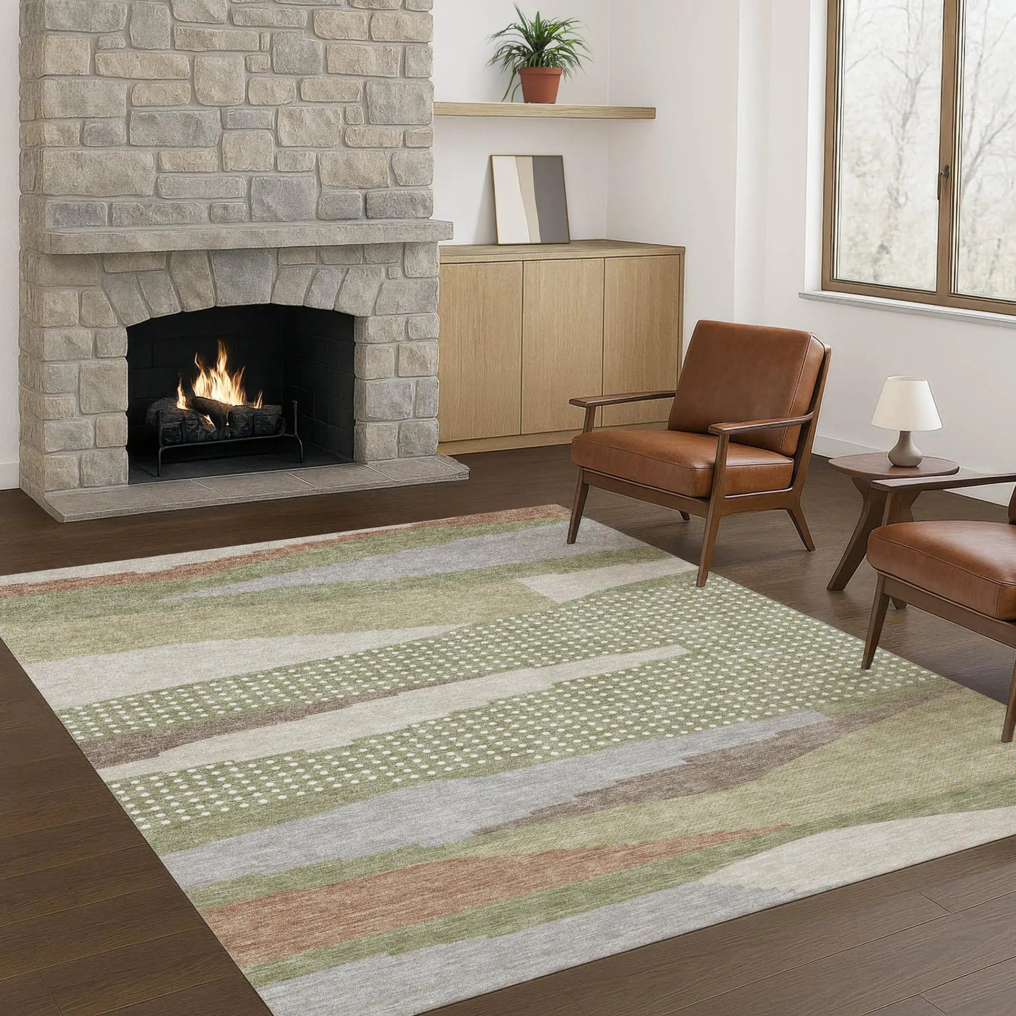 10' X 14' Sage And Green Abstract Washable Indoor Outdoor Area Rug Homeroots Outdoor