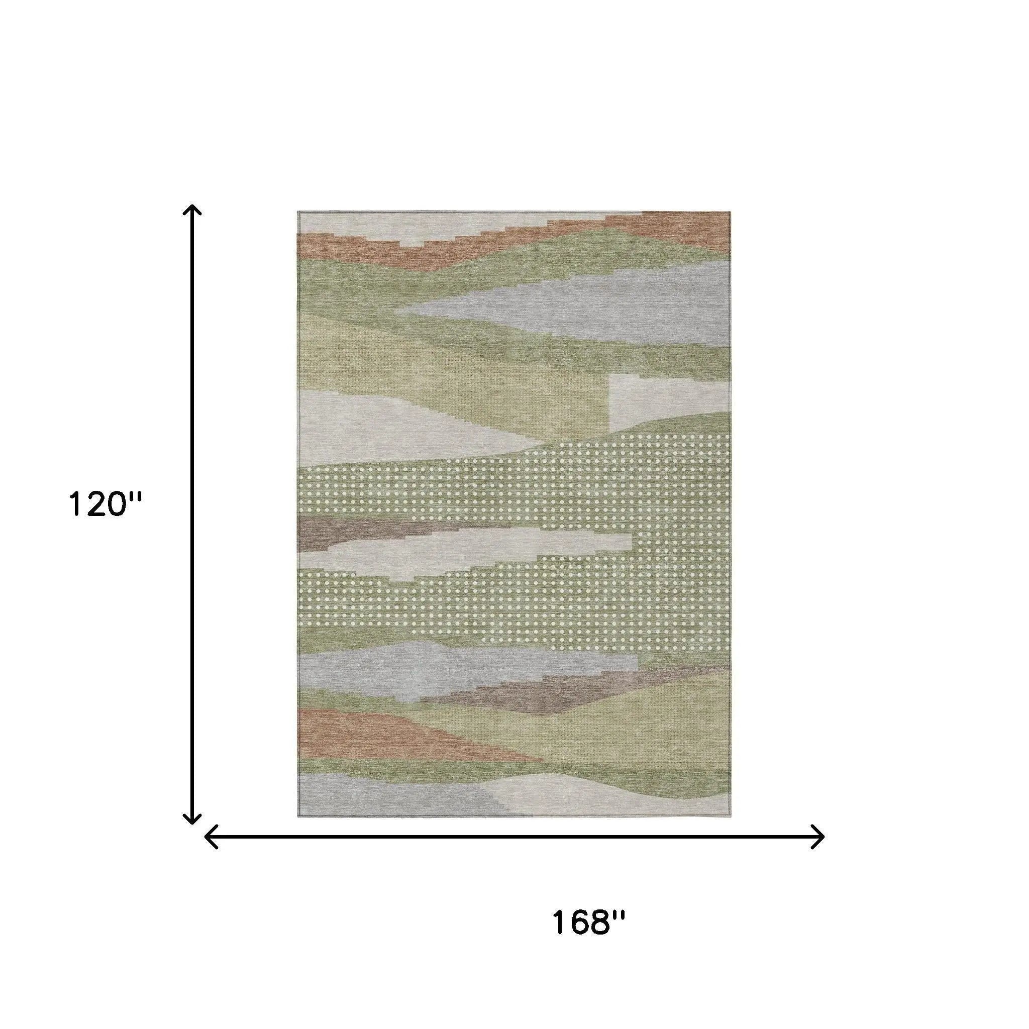 10' X 14' Sage And Green Abstract Washable Indoor Outdoor Area Rug Homeroots Outdoor