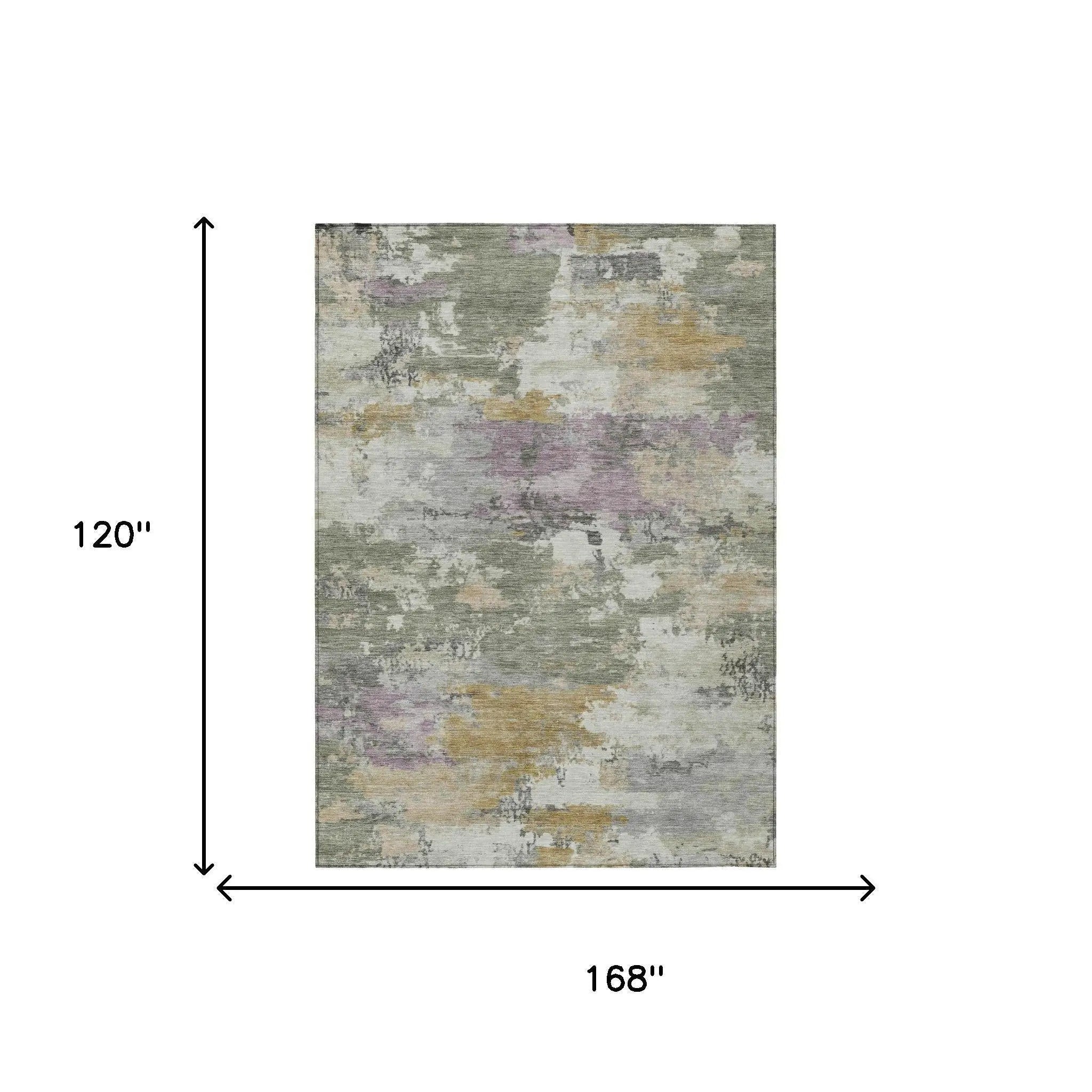 10' X 14' Sage And Green Abstract Washable Indoor Outdoor Area Rug Homeroots Outdoor