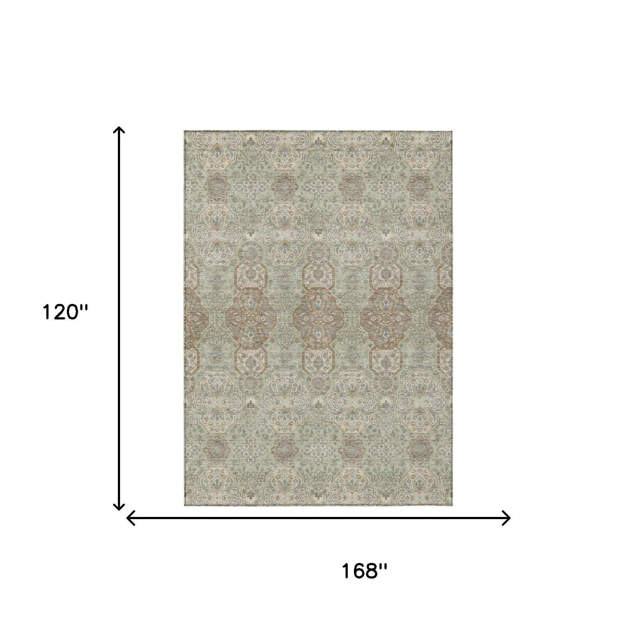 10' X 14' Sage And Green Floral Washable Indoor Outdoor Area Rug Homeroots Outdoor