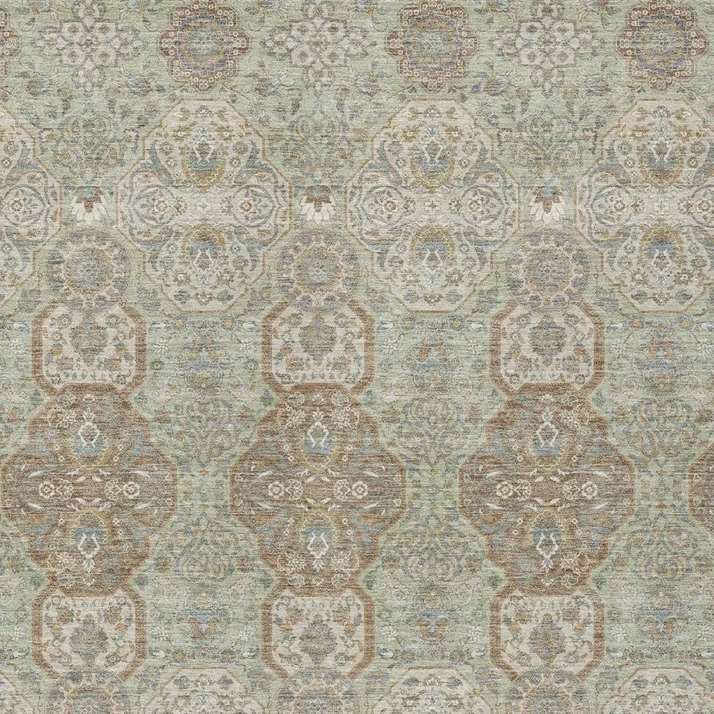 10' X 14' Sage And Green Floral Washable Indoor Outdoor Area Rug Homeroots Outdoor