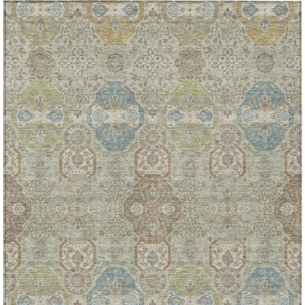 10' X 14' Sage And Green Floral Washable Indoor Outdoor Area Rug Homeroots Outdoor