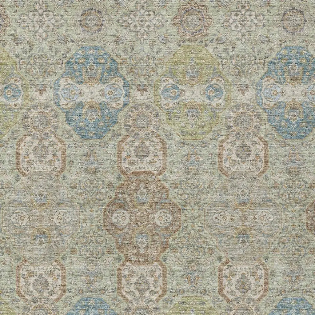 10' X 14' Sage And Green Floral Washable Indoor Outdoor Area Rug Homeroots Outdoor