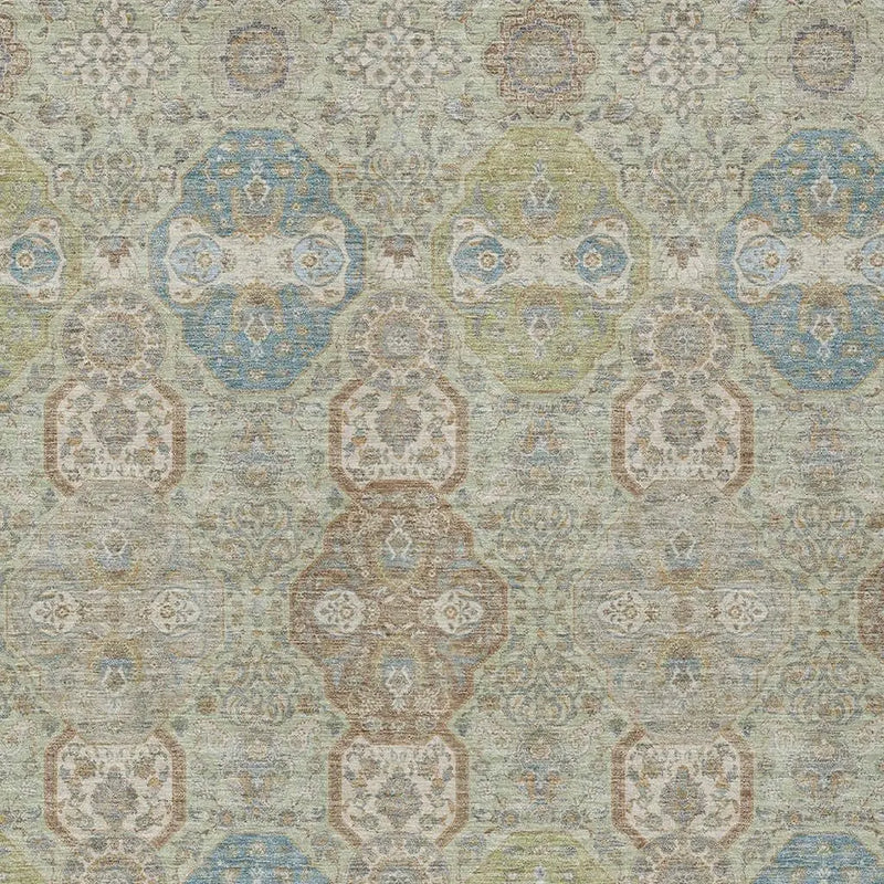 10' X 14' Sage And Green Floral Washable Indoor Outdoor Area Rug Homeroots Outdoor