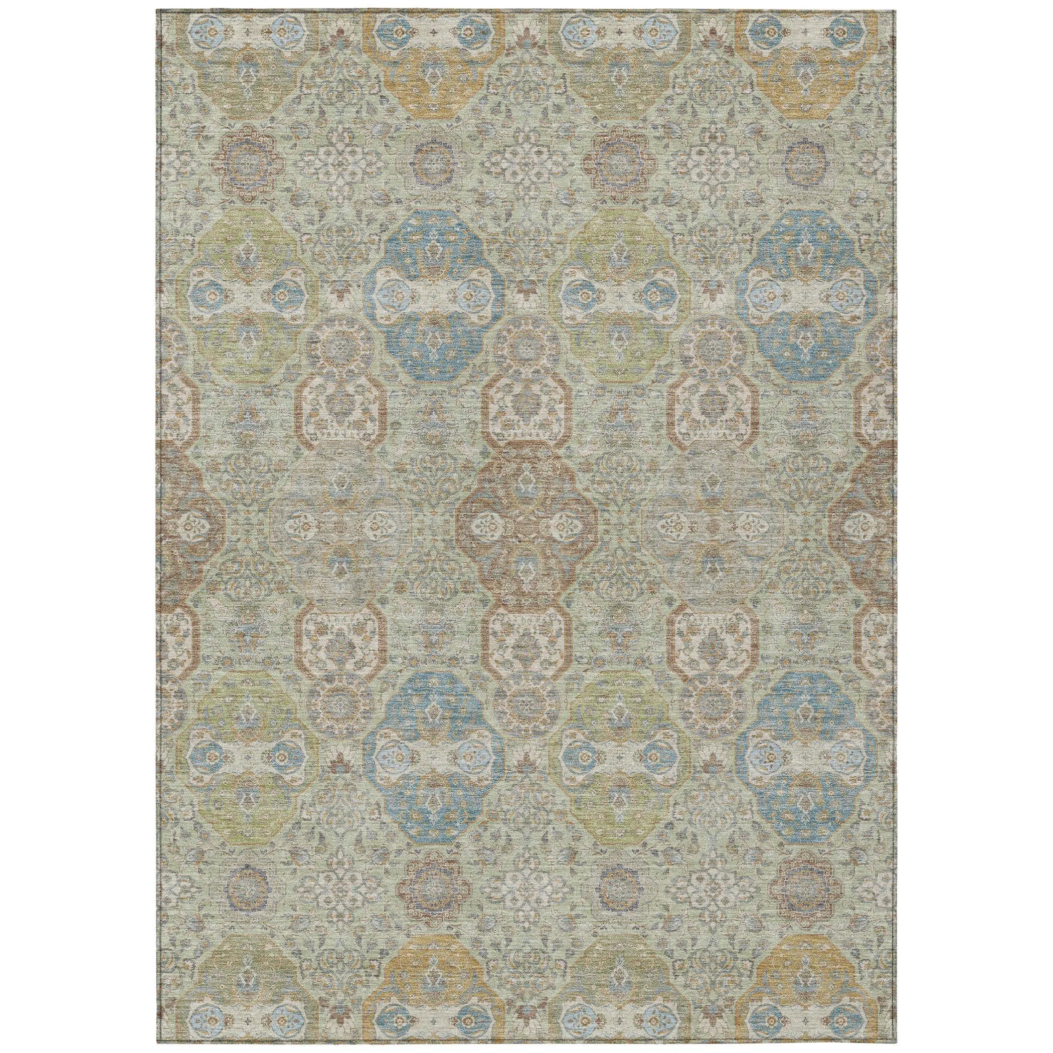 10' X 14' Sage And Green Floral Washable Indoor Outdoor Area Rug Homeroots Outdoor
