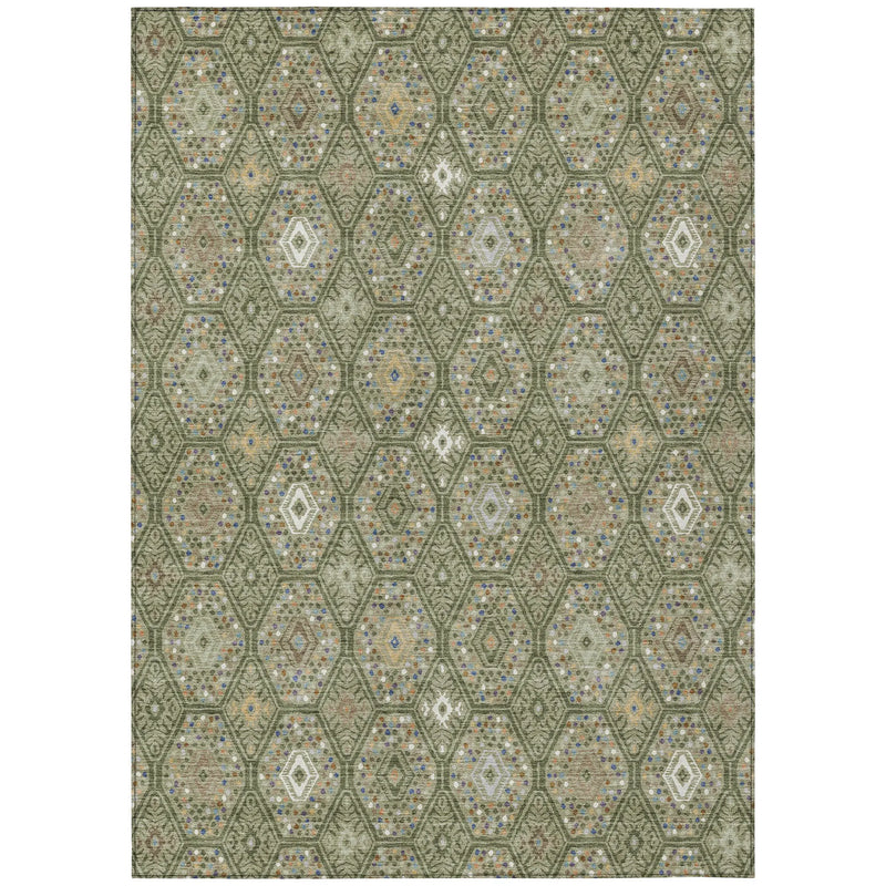 10' X 14' Sage And Green Geometric Washable Indoor Outdoor Area Rug Homeroots Outdoor