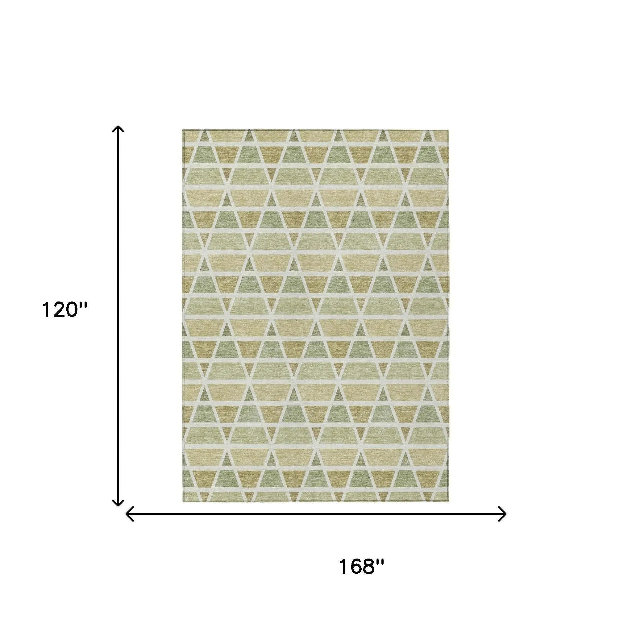 10' X 14' Sage And Green Geometric Washable Indoor Outdoor Area Rug Homeroots Outdoor