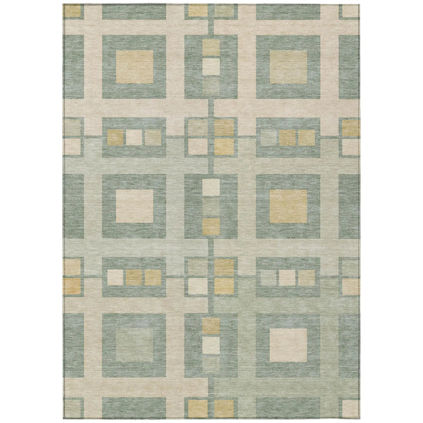 10' X 14' Sage And Green Geometric Washable Indoor Outdoor Area Rug Homeroots Outdoor