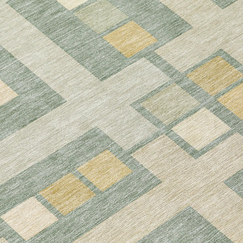 10' X 14' Sage And Green Geometric Washable Indoor Outdoor Area Rug Homeroots Outdoor