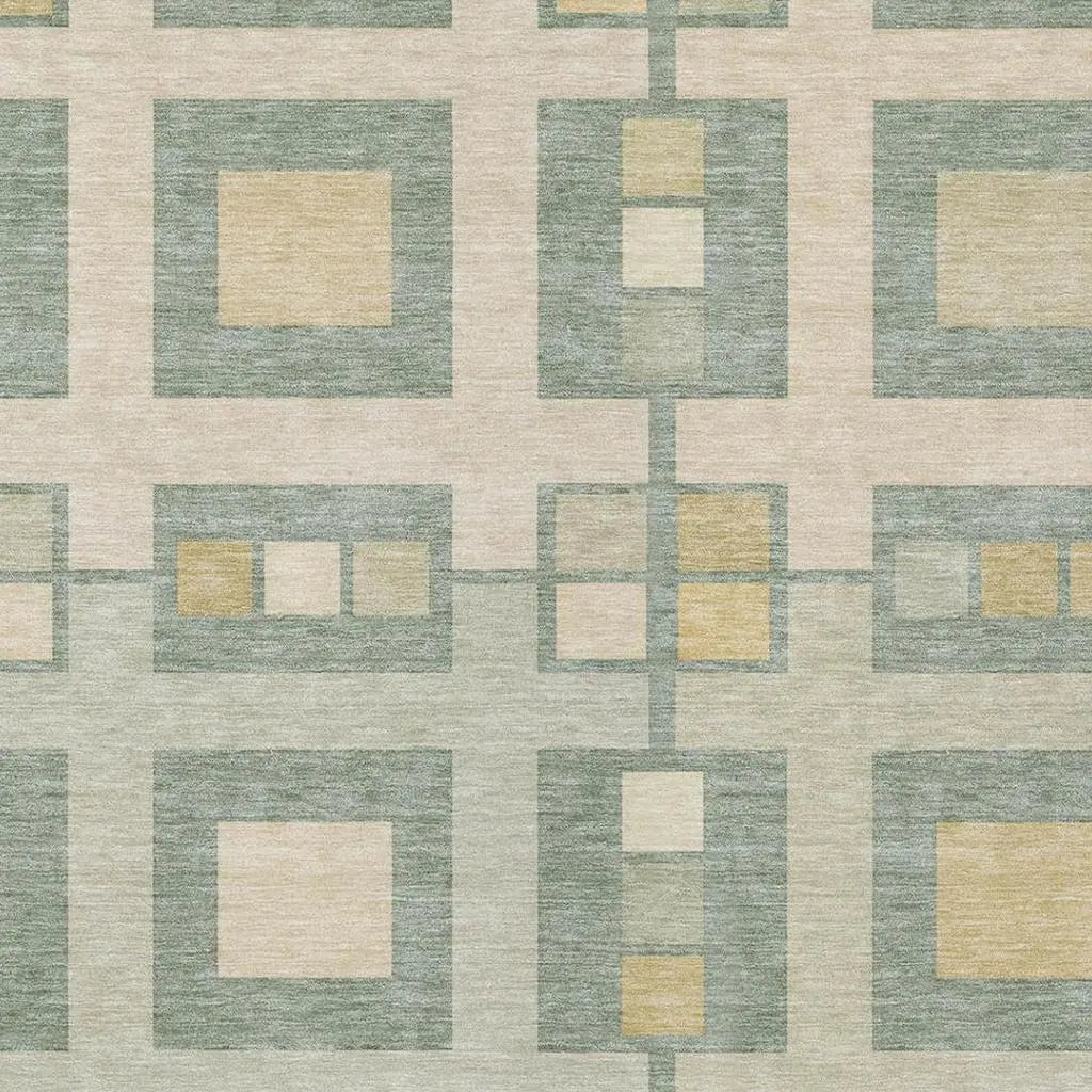 10' X 14' Sage And Green Geometric Washable Indoor Outdoor Area Rug Homeroots Outdoor