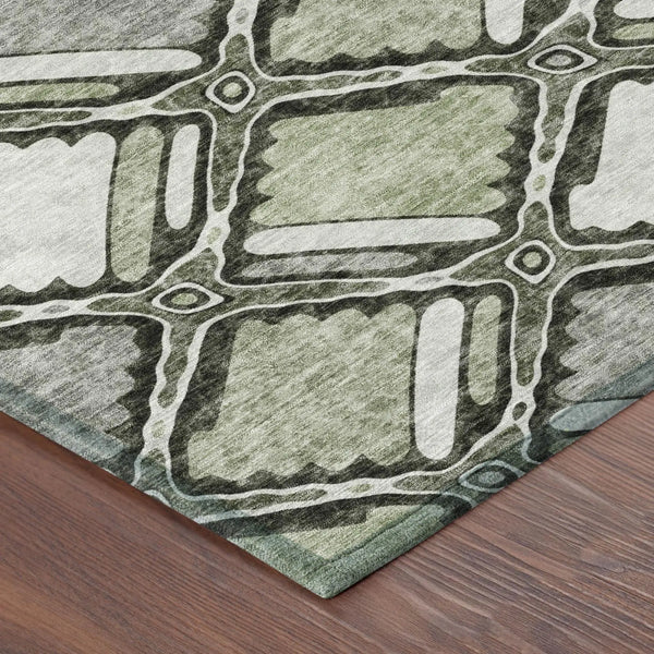 10' X 14' Sage And Green Geometric Washable Indoor Outdoor Area Rug Homeroots Outdoor