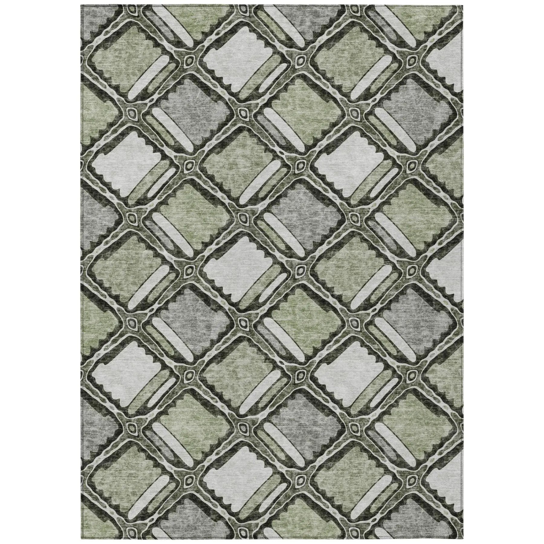 10' X 14' Sage And Green Geometric Washable Indoor Outdoor Area Rug Homeroots Outdoor