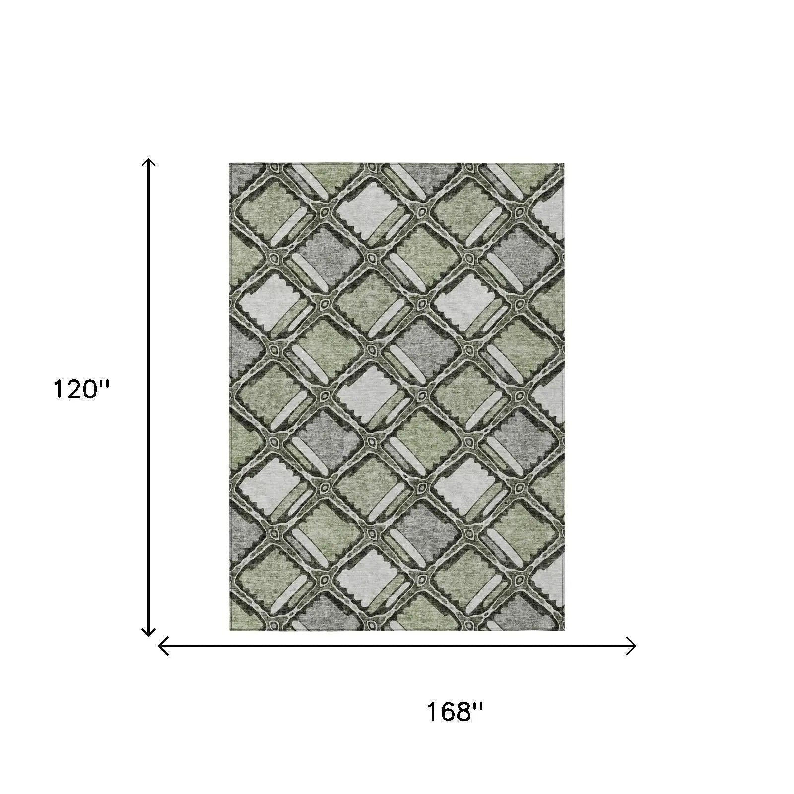 10' X 14' Sage And Green Geometric Washable Indoor Outdoor Area Rug Homeroots Outdoor