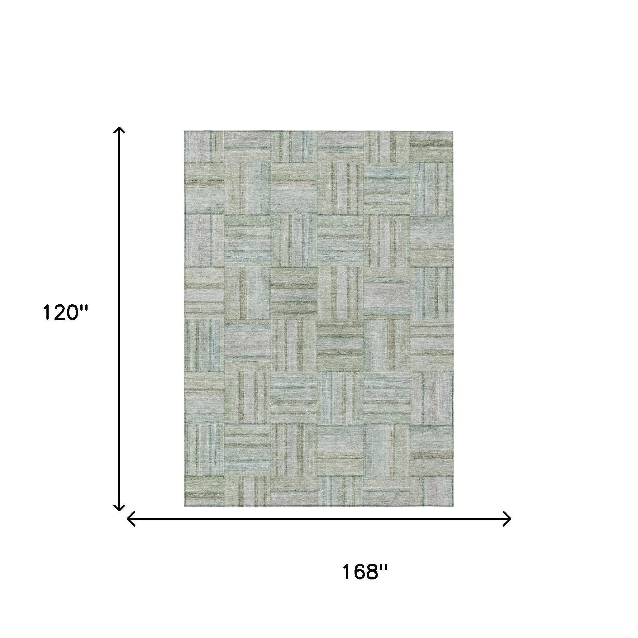 10' X 14' Sage And Green Geometric Washable Indoor Outdoor Area Rug Homeroots Outdoor