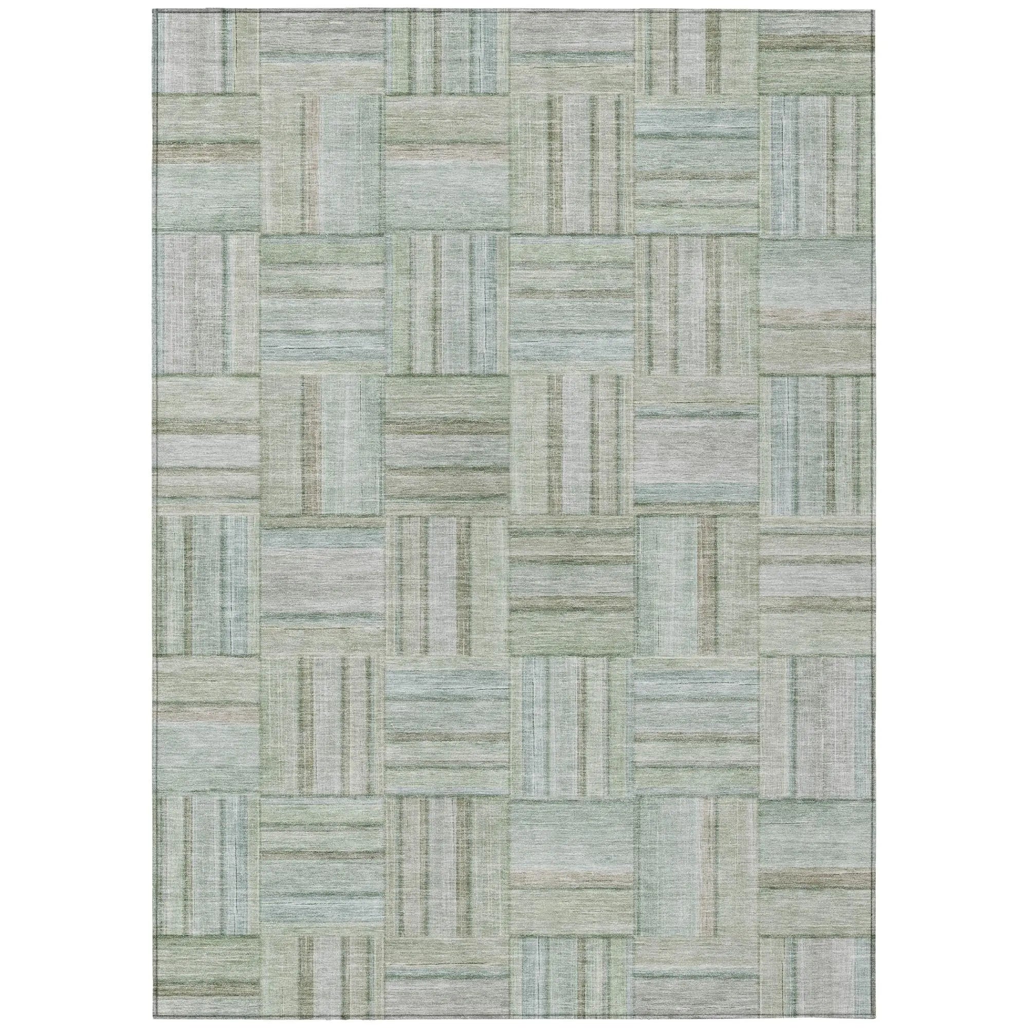 10' X 14' Sage And Green Geometric Washable Indoor Outdoor Area Rug Homeroots Outdoor
