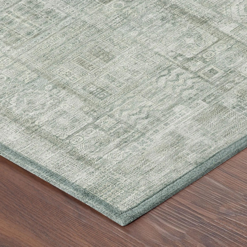 10' X 14' Sage And Green Oriental Washable Indoor Outdoor Area Rug Homeroots Outdoor