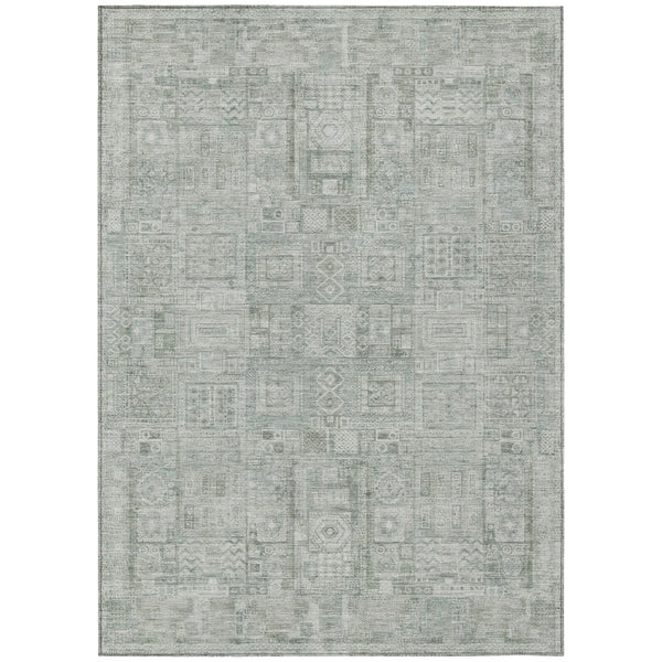 10' X 14' Sage And Green Oriental Washable Indoor Outdoor Area Rug Homeroots Outdoor
