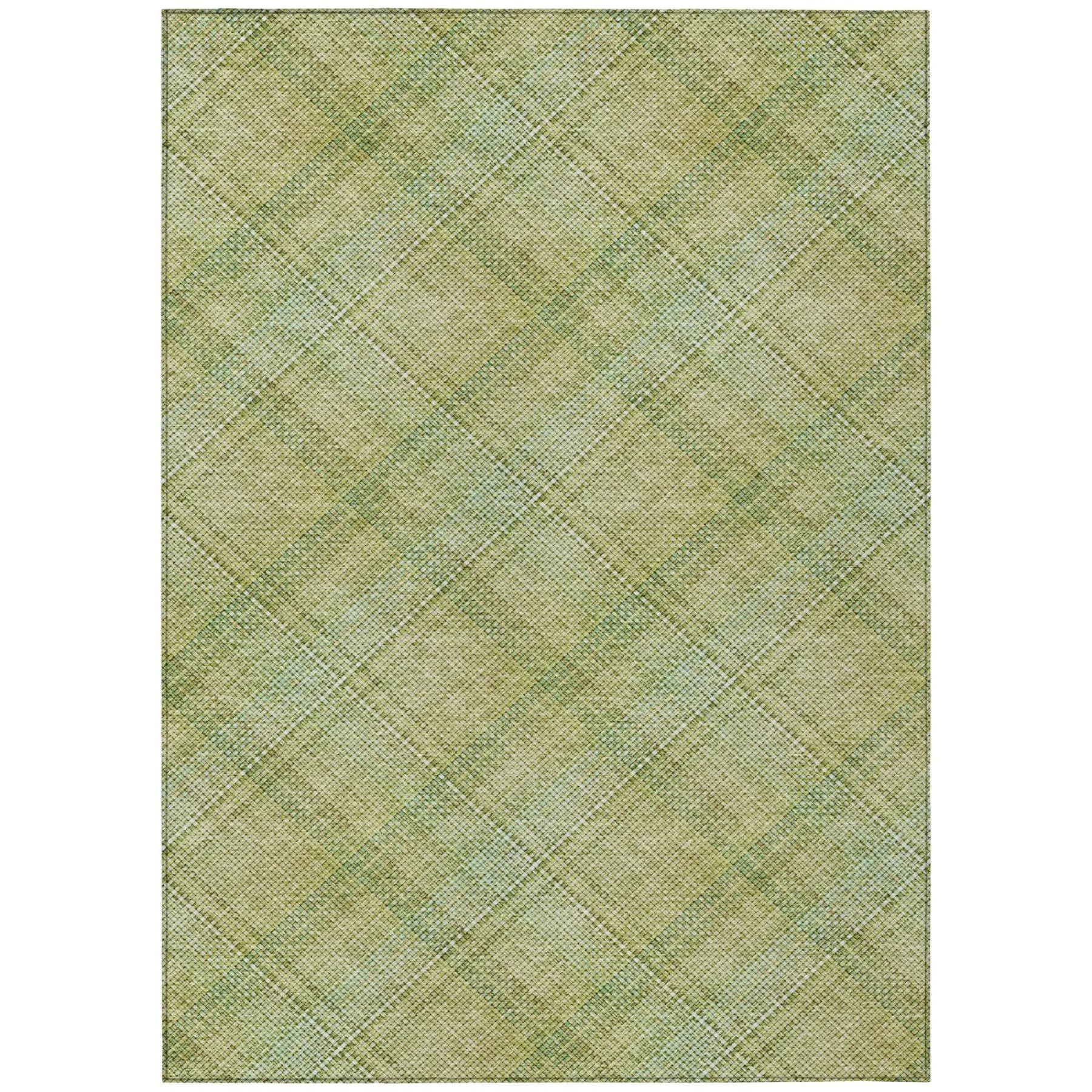 10' X 14' Sage And Green Plaid Washable Indoor Outdoor Area Rug Homeroots Outdoor