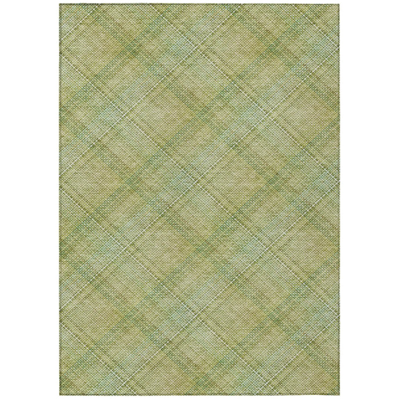 10' X 14' Sage And Green Plaid Washable Indoor Outdoor Area Rug Homeroots Outdoor