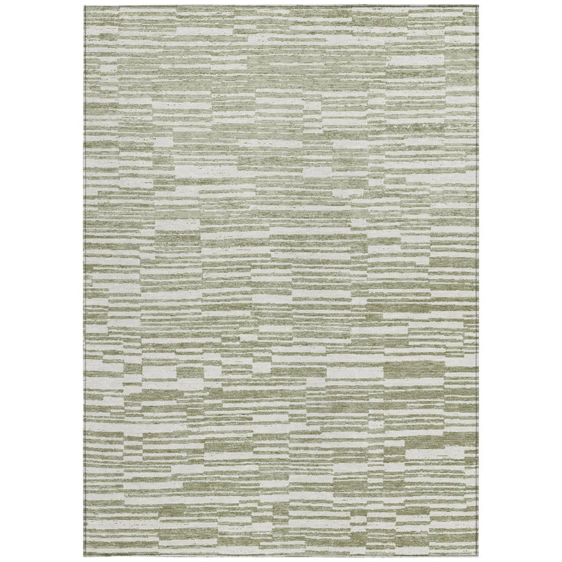 10' X 14' Sage And Green Striped Washable Indoor Outdoor Area Rug Homeroots Outdoor