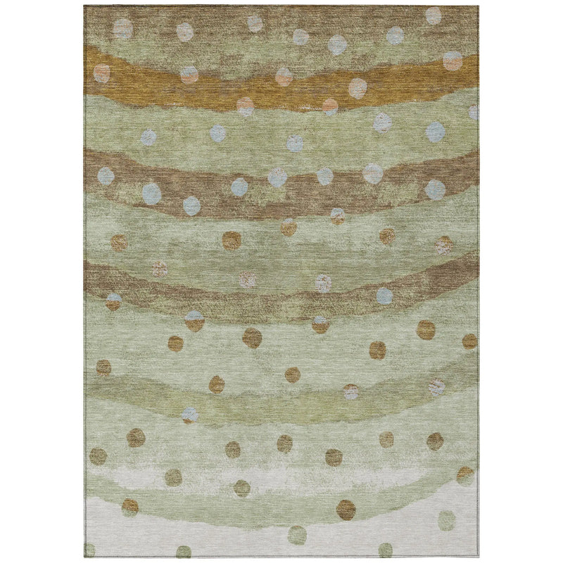 10' X 14' Sage And Green Striped Washable Indoor Outdoor Area Rug Homeroots Outdoor
