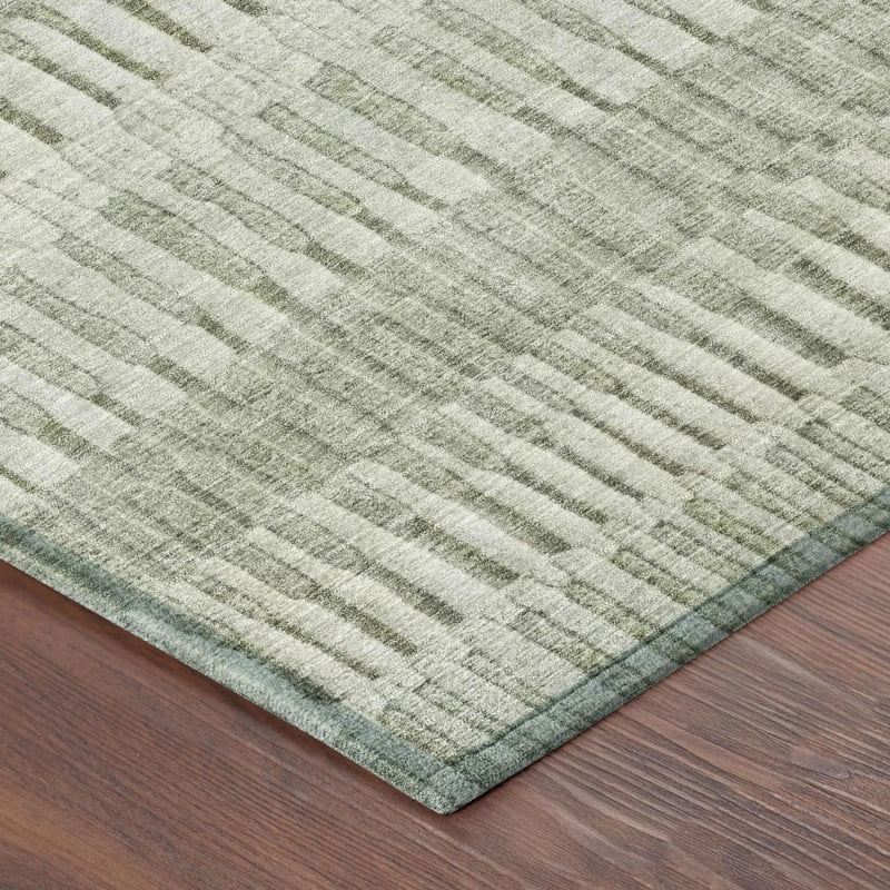 10' X 14' Sage And Green Striped Washable Indoor Outdoor Area Rug Homeroots Outdoor