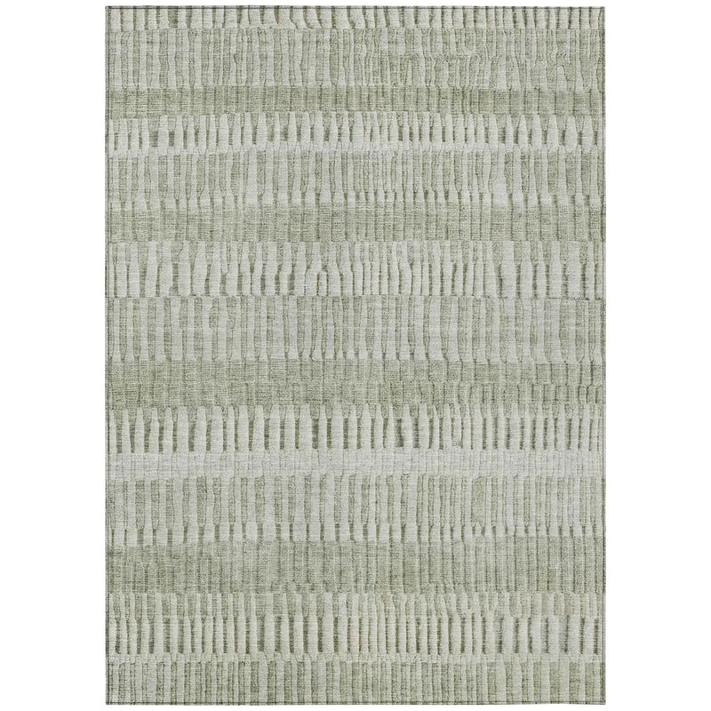 10' X 14' Sage And Green Striped Washable Indoor Outdoor Area Rug Homeroots Outdoor
