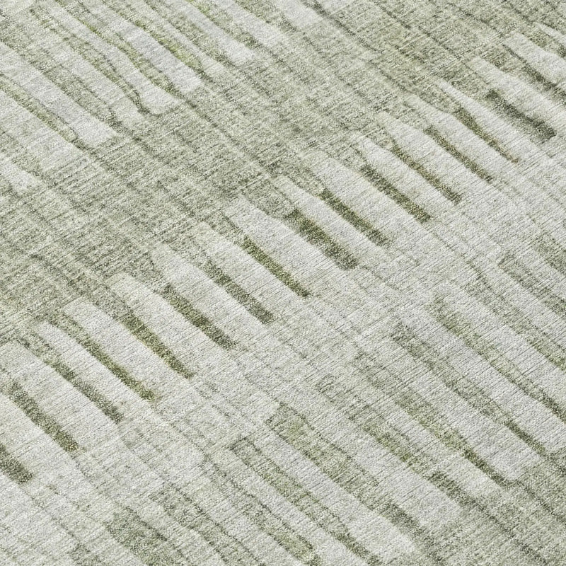 10' X 14' Sage And Green Striped Washable Indoor Outdoor Area Rug Homeroots Outdoor