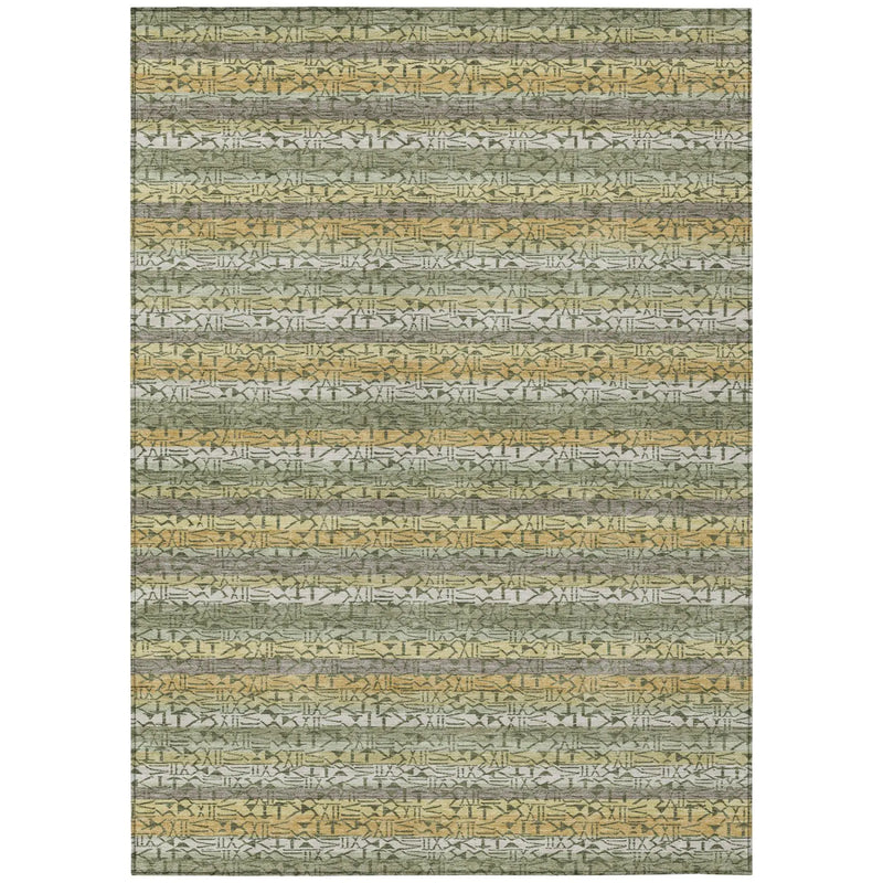 10' X 14' Sage And Green Striped Washable Indoor Outdoor Area Rug Homeroots Outdoor