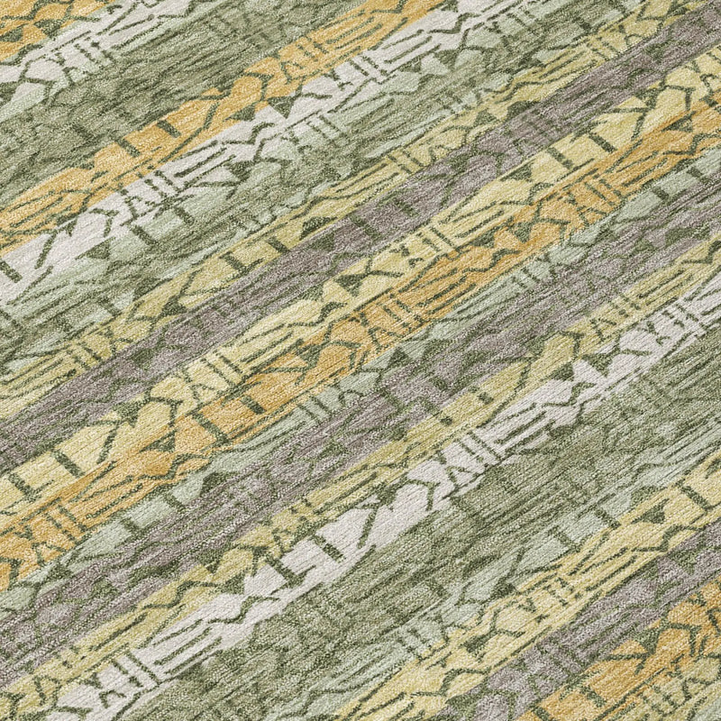 10' X 14' Sage And Green Striped Washable Indoor Outdoor Area Rug Homeroots Outdoor