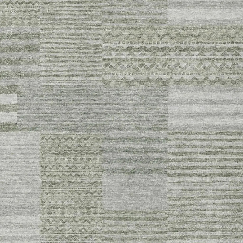 10' X 14' Sage And Green Striped Washable Indoor Outdoor Area Rug Homeroots Outdoor