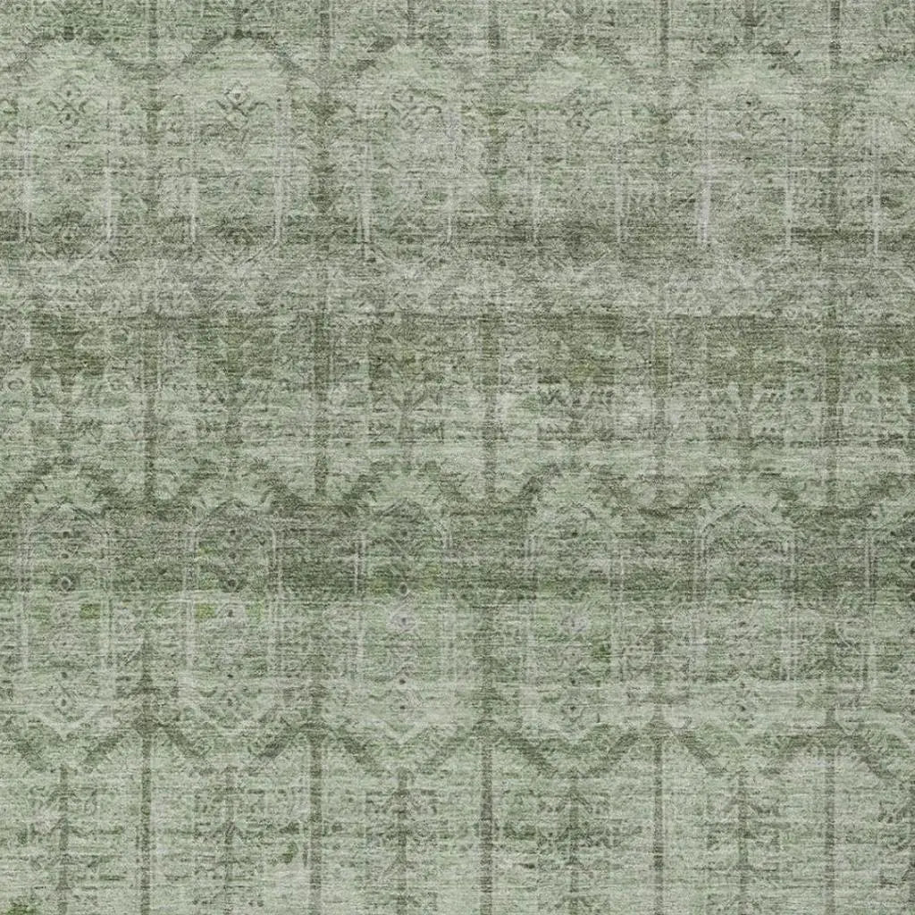 10' X 14' Sage And Green Tribal Washable Indoor Outdoor Area Rug Homeroots Outdoor