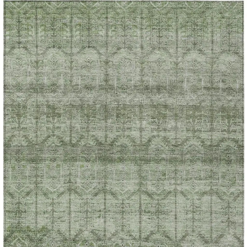 10' X 14' Sage And Green Tribal Washable Indoor Outdoor Area Rug Homeroots Outdoor