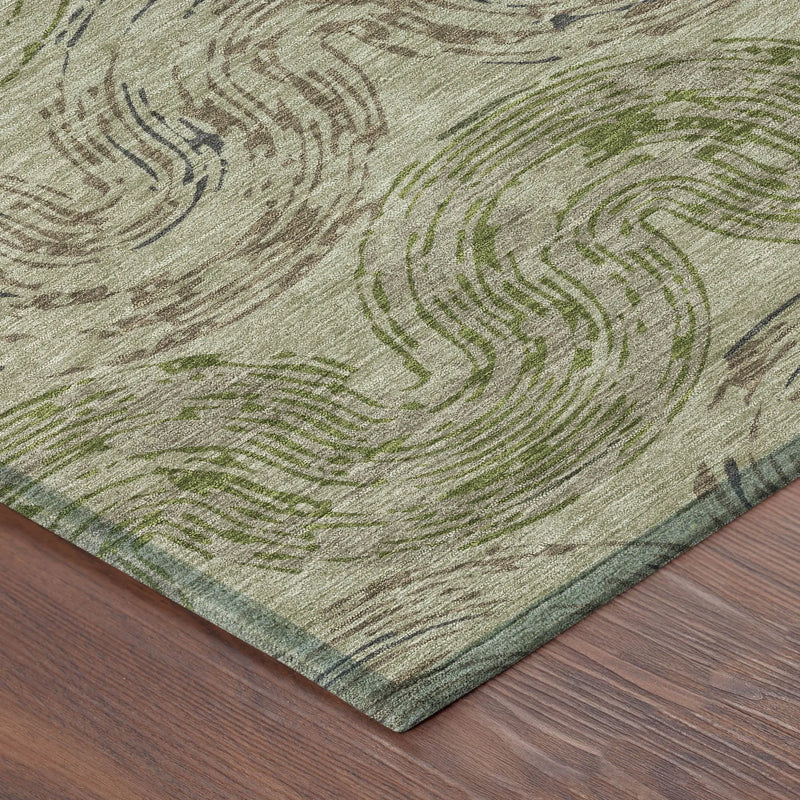 10' X 14' Sage And Olive Green Abstract Washable Indoor Outdoor Area Rug Homeroots Outdoor