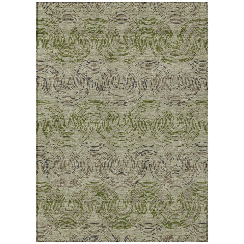 10' X 14' Sage And Olive Green Abstract Washable Indoor Outdoor Area Rug Homeroots Outdoor