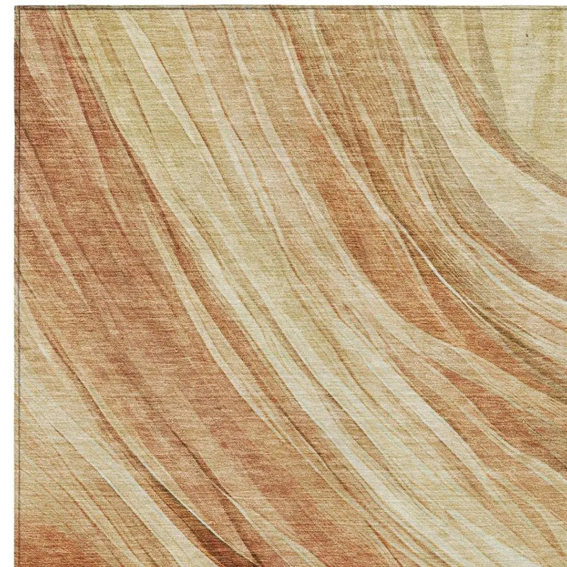 10' X 14' Salmon And Orange Abstract Washable Indoor Outdoor Area Rug Homeroots Outdoor