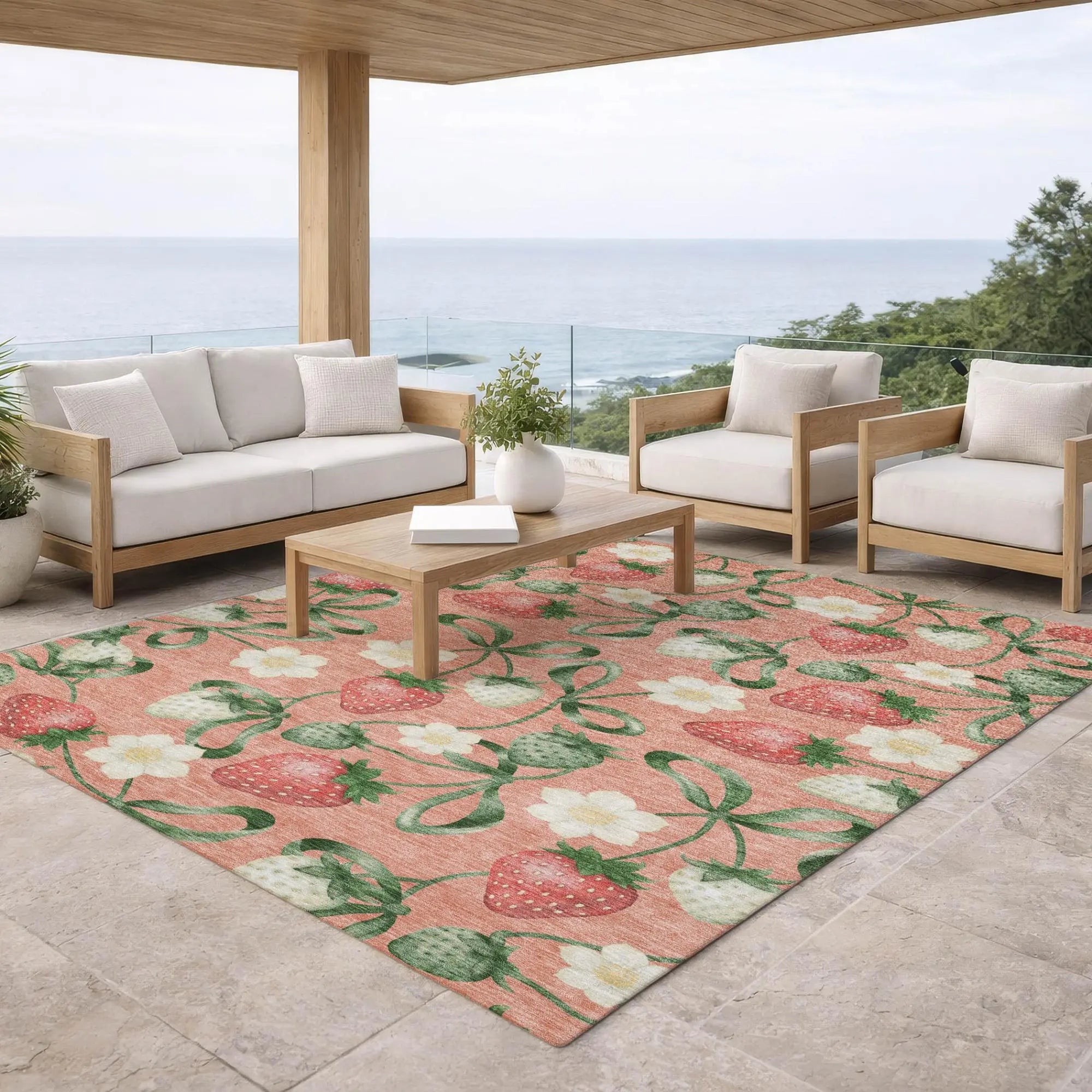 10' X 14' Salmon And Orange Floral Washable Indoor Outdoor Area Rug Homeroots Outdoor