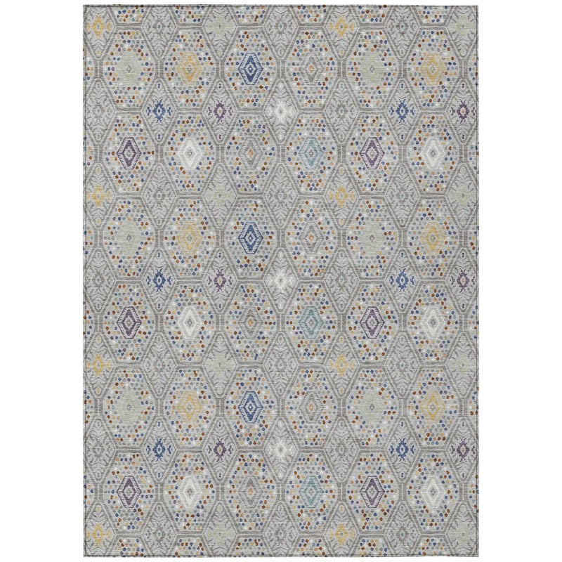 10' X 14' Silver And Brown Geometric Washable Indoor Outdoor Area Rug Homeroots Outdoor