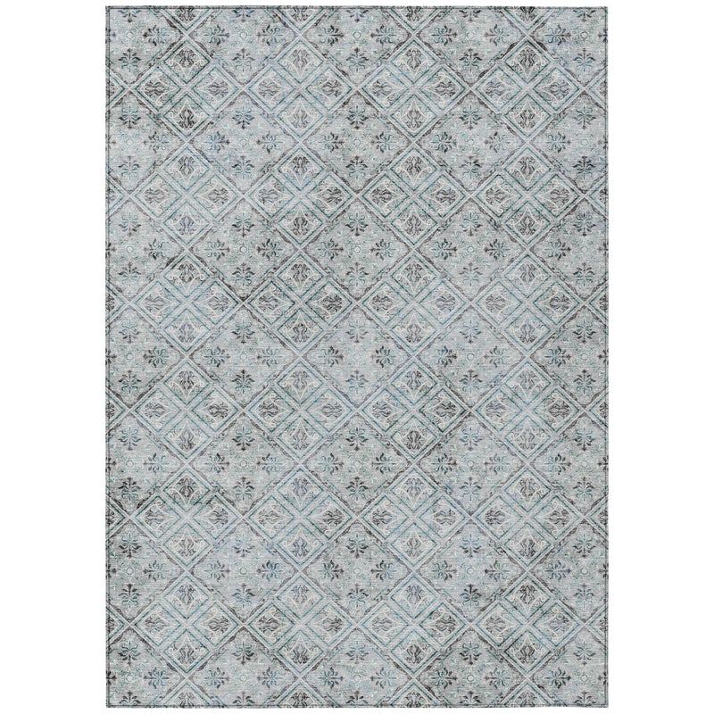 10' X 14' Silver And Brown Geometric Washable Indoor Outdoor Area Rug Homeroots Outdoor