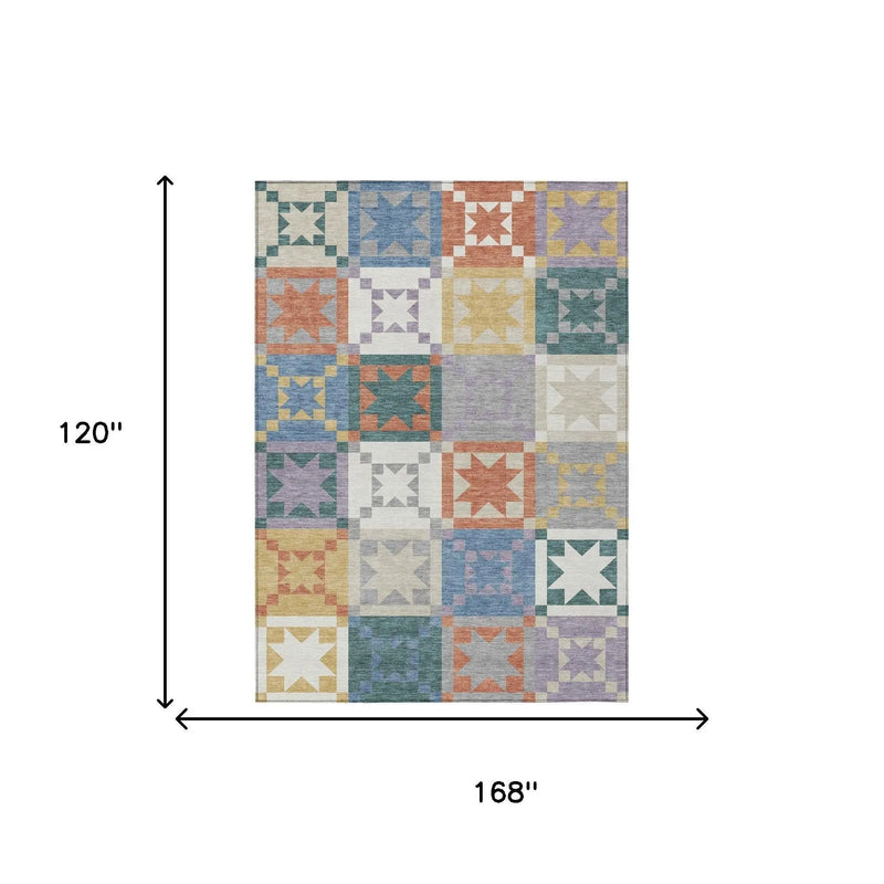 10' X 14' Silver And Gold Patchwork Washable Indoor Outdoor Area Rug Homeroots Outdoor