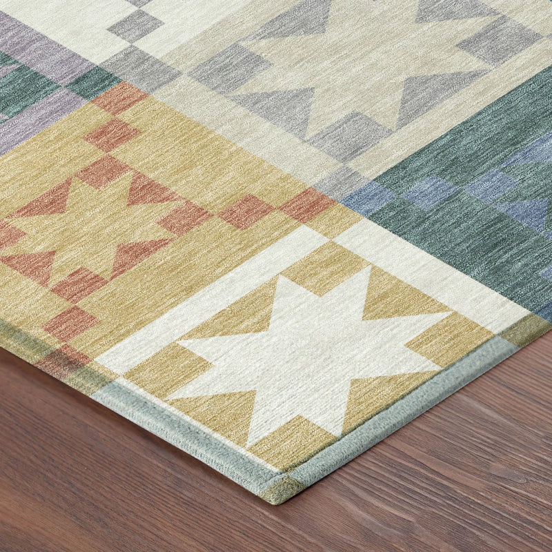 10' X 14' Silver And Gold Patchwork Washable Indoor Outdoor Area Rug Homeroots Outdoor